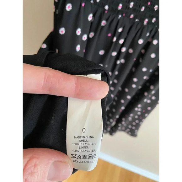 Kate Spade New York Daisy Dot Shirt Dress Size 0 Black Pink Polka Dot Florals - Picture 16 of 16